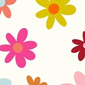 Jumbo / Groovy Colorful Retro Daisy Flowers