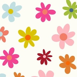 Large / Groovy Colorful Retro Daisy Flowers