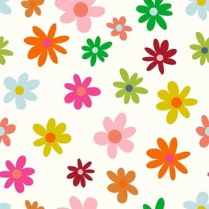 Groovy Colorful Retro Daisy Flowers