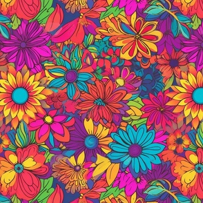 retro hippie bohemian flowers