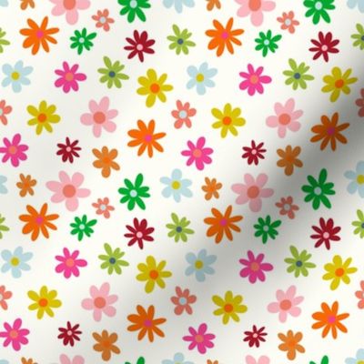Small / Groovy Colorful Retro Daisy Flowers