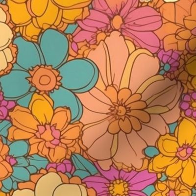 retro hippie bohemian flowers 