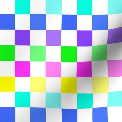 Neon Checkered Squares Purple Green Pink Yellow Teal Blue