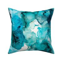 teal and sky blue alcohol abstract geode