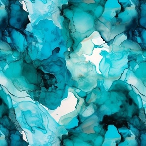 teal and sky blue alcohol abstract geode