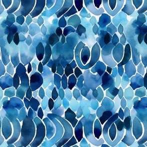 watercolor abstract in blue ocean waves