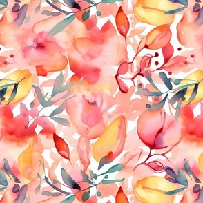 watercolor floral peaches