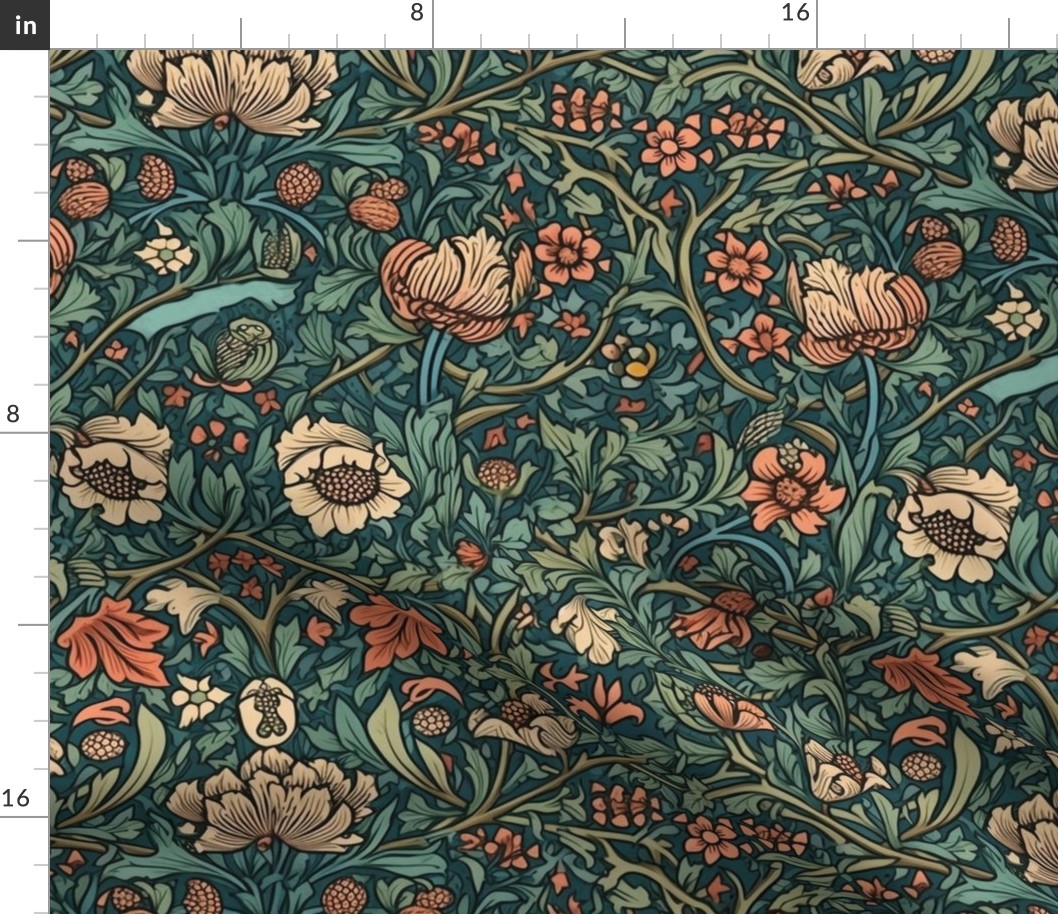 william morris floral sunflower pattern Fabric | Spoonflower