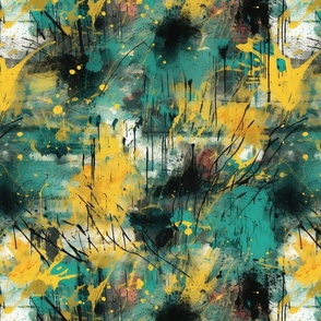 yellow and teal grunge abstract