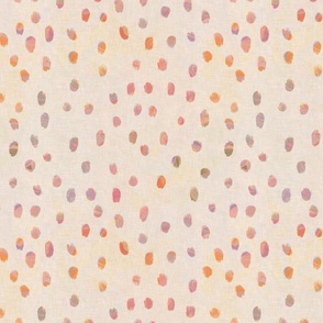 Small scale pink and peach drops with a marbled texture on a cream vintage linen style background
