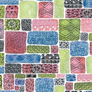 Sketchy Line Watercolor Pattern Blocks