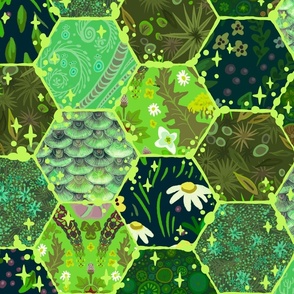 Hex Patchwork Star Field // large scale