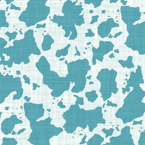 Cow Print in Teal on White Textured Background