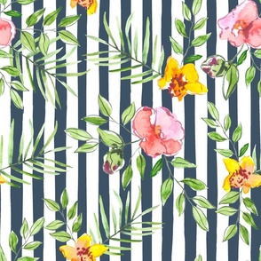 Tropical floral stripes clash