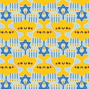 small 2.5in cute menorahs - blue