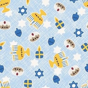 small 6x6in happy hanukkah - blue