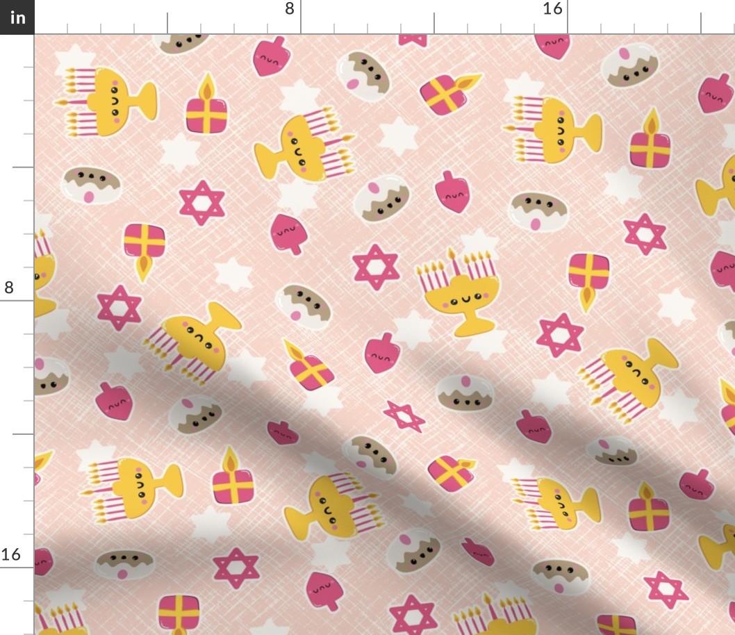 large 12x12in happy hanukkah - pink