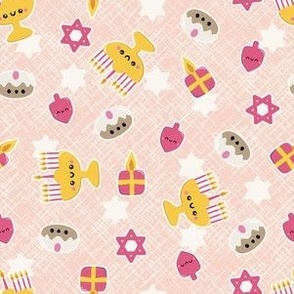 medium 6x6in happy hanukkah - pink