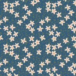 Pattern Clash Flowers - 1 // 10x10 inch scale // off-white dark blue orange green fabric by @annhurleydesign