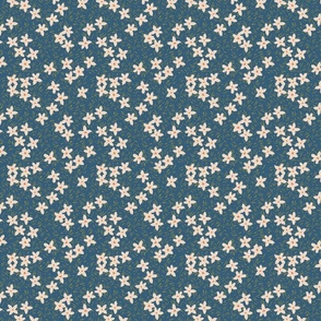 Pattern Clash Flowers - 1 // 5x5 inch scale // off-white dark blue orange green fabric by @annhurleydesign