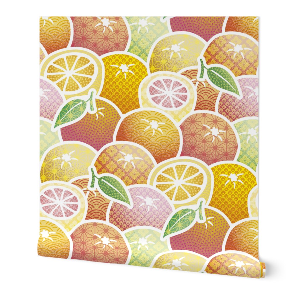 Textured Citrus Fruits - Traditional Japanese Patterns on Oranges, Limes and Lemons