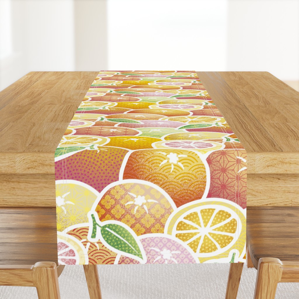 Textured Citrus Fruits - Traditional Japanese Patterns on Oranges, Limes and Lemons