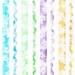 Watercolor Rainbow Sherbet Stripes with Hydrangeas