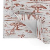 African Savanna Toile de Jouy, Sienna on White