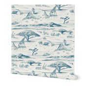 African Savanna Toile de Jouy, Blue on White