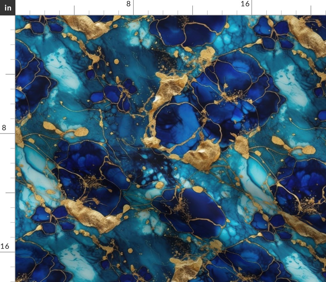 Gold and Blue Sapphire Alcohol Ink 2