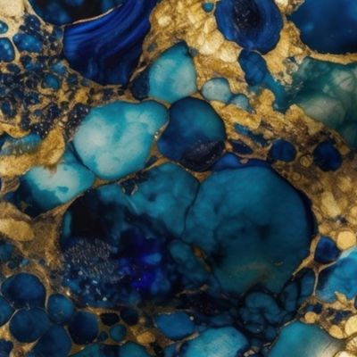 Gold and Blue Sapphire Alcohol Ink 3