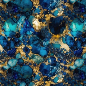 Gold and Blue Sapphire Alcohol Ink 3