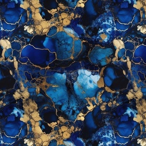 Gold and Blue Sapphire Alcohol Ink 4