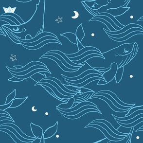 Dreamy Whales blue hues