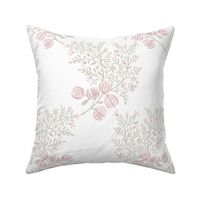 Custom Elizabeth Small Scale Putty and Blush On White Emma Floral Toss