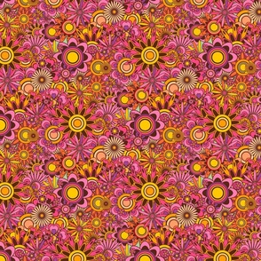 70s Flowers - Pink & Yellow - Small