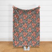 Tiger Lily Animal Print (Large) - Pattern Clash Floral Stripes in orange, black and white