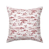 African Savanna Toile de Jouy, Red on White