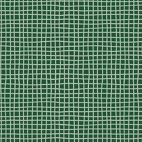 Thin Plaid White & GOLD repeat on dark Green Small Scale 4 x 4