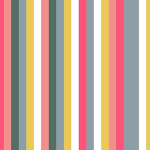 blue green orange pink and white stripes