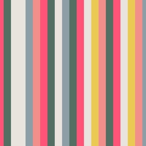 Stripes in Shades of Green, Gold and Pink