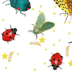 Bugs and beetles With leaves and stars