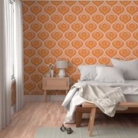 groovy retro 60s 70s daisy swirl pattern clash 12 wallpaper scale orange blush by Pippa Shaw