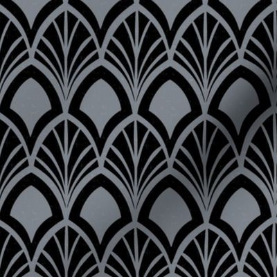 Sanibel - Art Deco Geometric Textured Black and Gray Regular