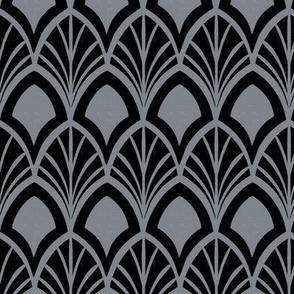 Sanibel - Art Deco Geometric Textured Black and Gray Regular