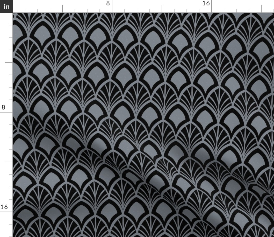 Sanibel - Art Deco Geometric Textured Black and Gray Regular