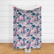 Pink Peacock Chinoiserie - Gray LS