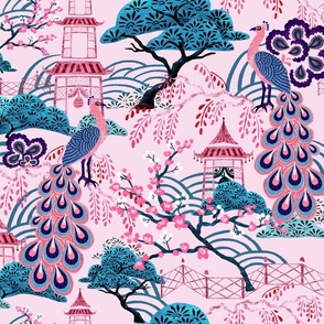 Pink Peacock Chinoiserie - Pink LS