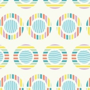 Modern Abstract Multicolored Rainbow Striped Globes and Circles