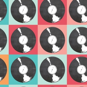 Vintage Vinyl Records in Pop Art style 